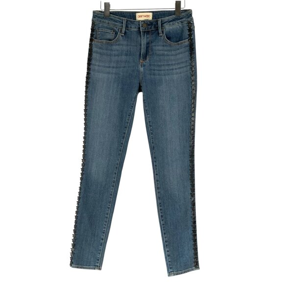 Driftwood Jackie Blue Skinny Jeans Sz W26 L28 Denim Black Star Trim Side Detail - Picture 1 of 6